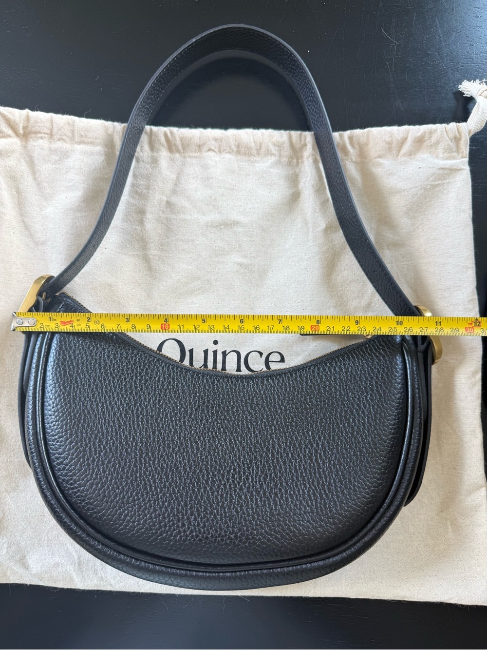Quince Black Crescent Leather Shoulder Bag - Picture 7 of 9